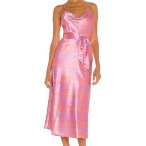 Likely X Revolve Vittoria Satin Belted Midi Dress Pink 8